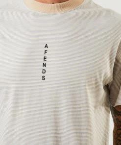 Afends Mens System - Recycled Striped Retro T-Shirt - Bone Clothing