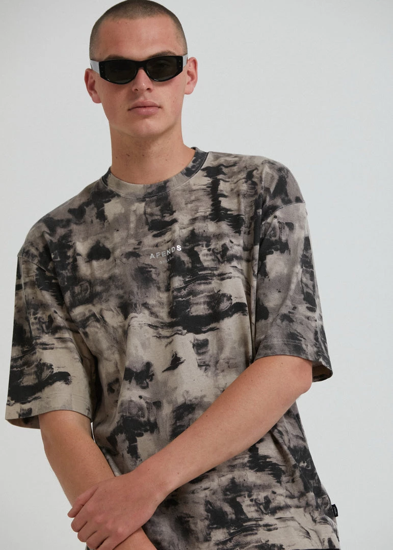 Afends Mens Smoke - Organic Weighted T-Shirt - Bone Clothing 2 Afends Mens Smoke - Organic Weighted T-Shirt - Bone Clothing
