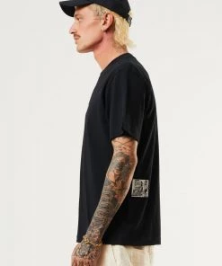 Clothing Afends Mens Crypto - Organic Retro T-Shirt - Black