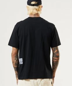 Clothing Afends Mens Crypto - Organic Retro T-Shirt - Black