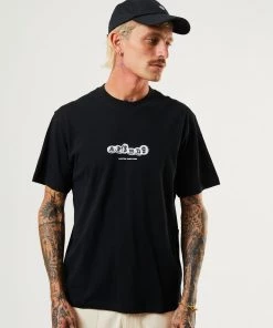 Clothing Afends Mens Crypto - Organic Retro T-Shirt - Black