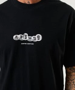 Clothing Afends Mens Crypto - Organic Retro T-Shirt - Black