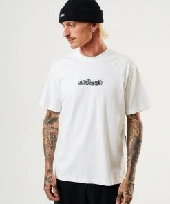 Afends Mens Crypto - Organic Retro T-Shirt - White