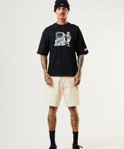 Afends Mens Ripple - Organic Oversized Graphic T-Shirt - Black