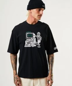 Afends Mens Ripple - Organic Oversized Graphic T-Shirt - Black