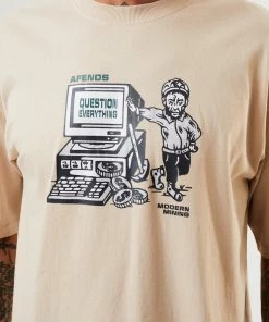 Afends Mens Ripple - Organic Oversized Graphic T-Shirt - Bone