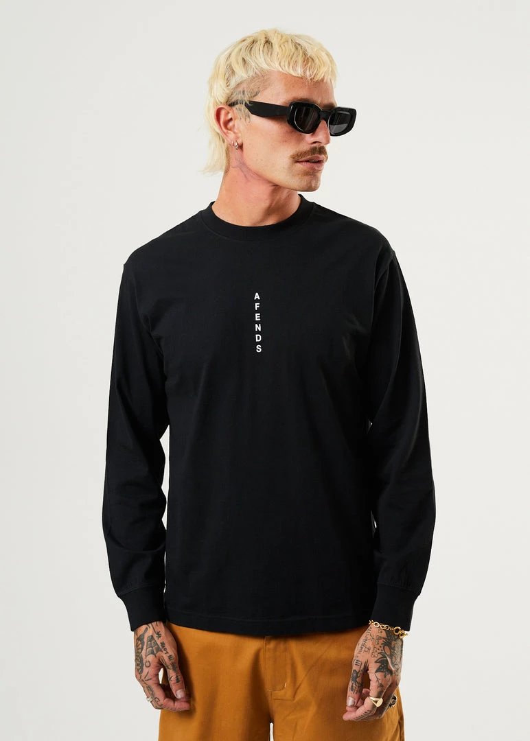 Afends Mens Machine - Recycled Long Sleeve T-Shirt - Black Clothing 1 Afends Mens Machine - Recycled Long Sleeve T-Shirt - Black Clothing