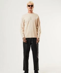 Afends Mens Machine - Recycled Long Sleeve T-Shirt - Bone
