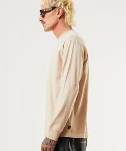 Afends Mens Machine - Recycled Long Sleeve T-Shirt - Bone