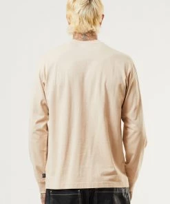 Afends Mens Machine - Recycled Long Sleeve T-Shirt - Bone