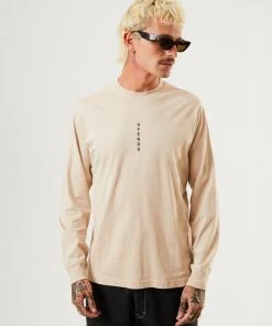 Afends Mens Machine - Recycled Long Sleeve T-Shirt - Bone