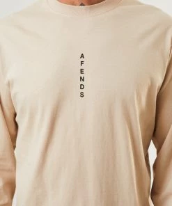Afends Mens Machine - Recycled Long Sleeve T-Shirt - Bone