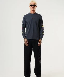 Clothing Afends Mens Wahzoo - Recycled Long Sleeve Graphic T-Shirt - Charcoal 7 Clothing Afends Mens Wahzoo - Recycled Long Sleeve Graphic T-Shirt - Charcoal
