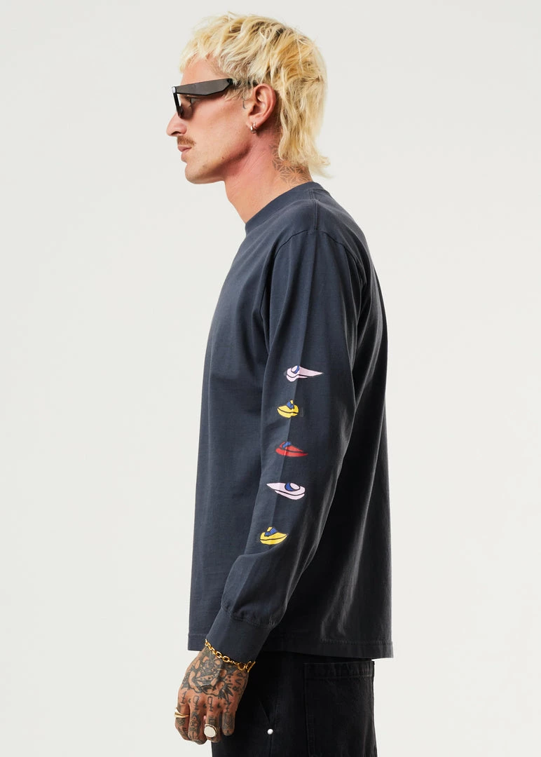 Clothing Afends Mens Wahzoo - Recycled Long Sleeve Graphic T-Shirt - Charcoal 4 Clothing Afends Mens Wahzoo - Recycled Long Sleeve Graphic T-Shirt - Charcoal