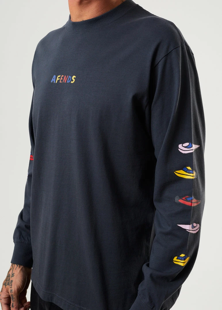 Clothing Afends Mens Wahzoo - Recycled Long Sleeve Graphic T-Shirt - Charcoal 2 Clothing Afends Mens Wahzoo - Recycled Long Sleeve Graphic T-Shirt - Charcoal