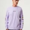 Afends Mens Wahzoo - Recycled Long Sleeve Graphic T-Shirt - Tulip