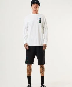 Afends Mens Build It - Hemp Long Sleeve Graphic T-Shirt - White