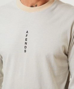 Afends Mens System - Recycled Striped Long Sleeve T-Shirt - Bone Clothing