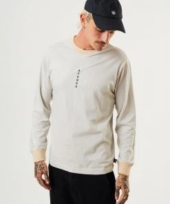 Afends Mens System - Recycled Striped Long Sleeve T-Shirt - Bone Clothing