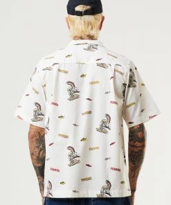 Afends Mens Fendsa - Recycled Cuban Short Sleeve Shirt - White