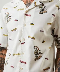 Afends Mens Fendsa - Recycled Cuban Short Sleeve Shirt - White