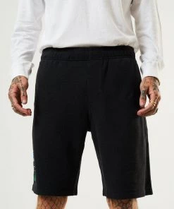 Afends Mens Build It - Hemp Elastic Waist Shorts - Black