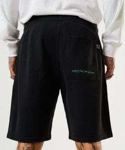 Afends Mens Build It - Hemp Elastic Waist Shorts - Black