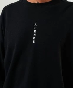 Afends Mens Machine - Recycled Crew Neck Jumper - Black