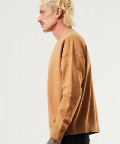 Clothing Afends Mens Machine - Recycled Crew Neck Jumper - Chestnut 7 Clothing Afends Mens Machine - Recycled Crew Neck Jumper - Chestnut