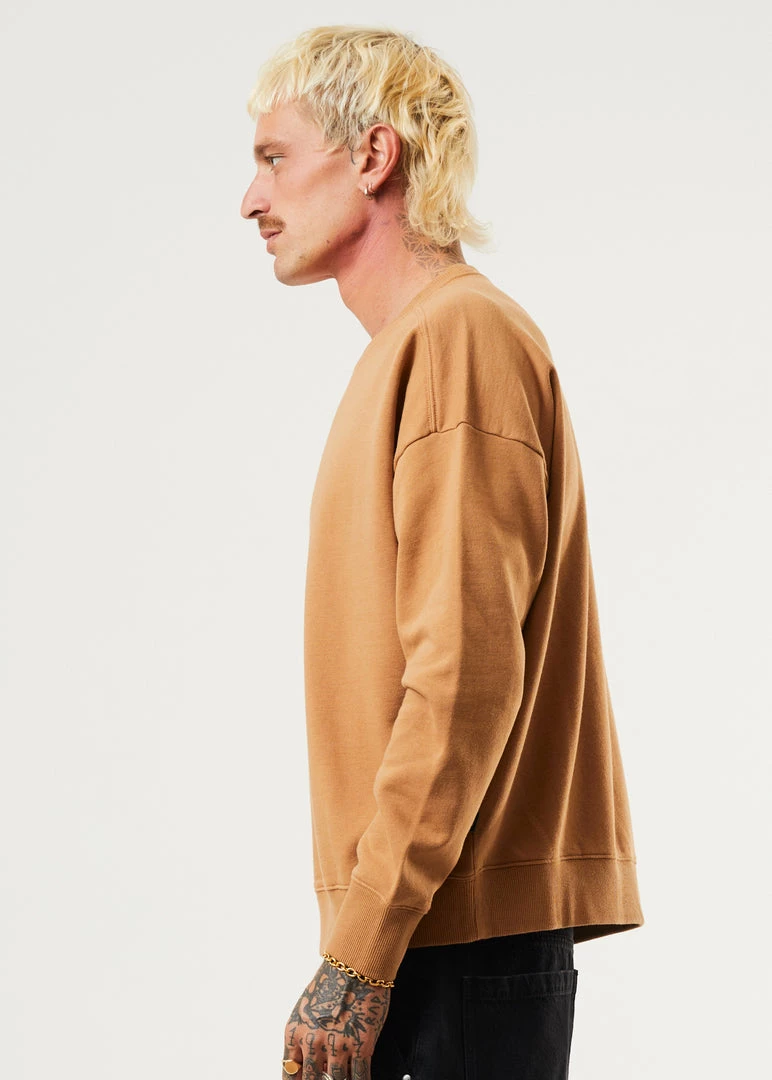 Clothing Afends Mens Machine - Recycled Crew Neck Jumper - Chestnut 3 Clothing Afends Mens Machine - Recycled Crew Neck Jumper - Chestnut