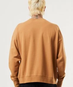Clothing Afends Mens Machine - Recycled Crew Neck Jumper - Chestnut 8 Clothing Afends Mens Machine - Recycled Crew Neck Jumper - Chestnut