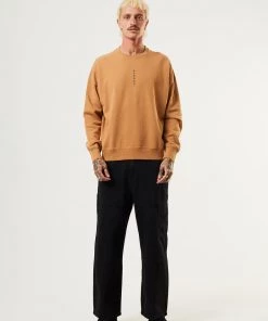 Clothing Afends Mens Machine - Recycled Crew Neck Jumper - Chestnut 9 Clothing Afends Mens Machine - Recycled Crew Neck Jumper - Chestnut