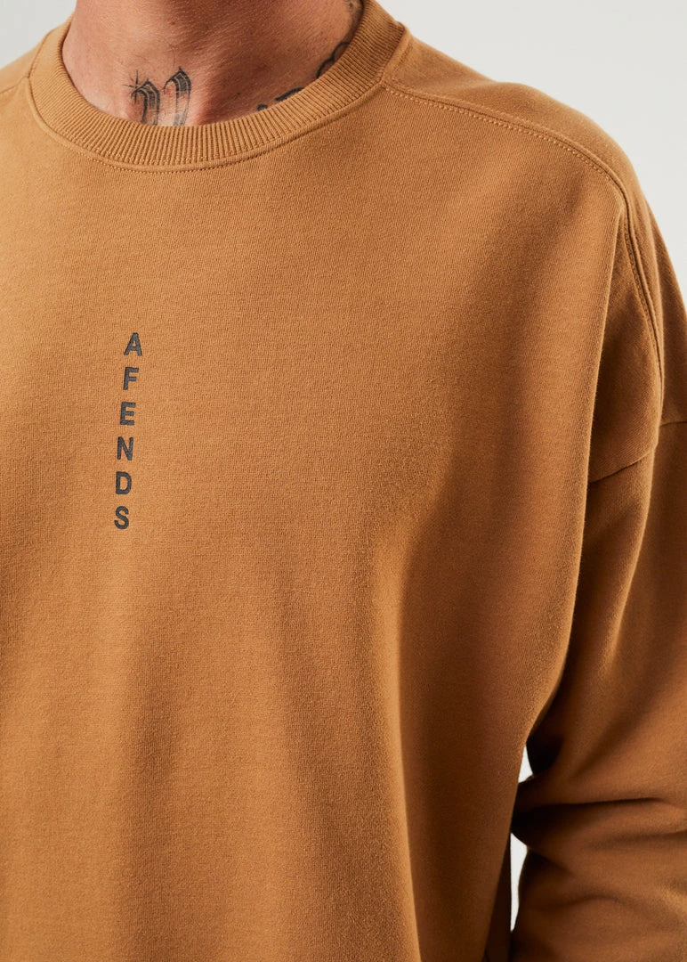 Clothing Afends Mens Machine - Recycled Crew Neck Jumper - Chestnut 2 Clothing Afends Mens Machine - Recycled Crew Neck Jumper - Chestnut