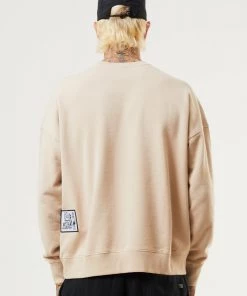 Clothing Afends Mens Crypto - Organic Crew Neck Jumper - Bone