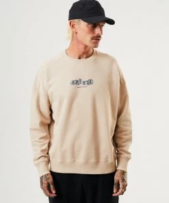 Clothing Afends Mens Crypto - Organic Crew Neck Jumper - Bone