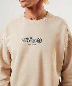 Clothing Afends Mens Crypto - Organic Crew Neck Jumper - Bone