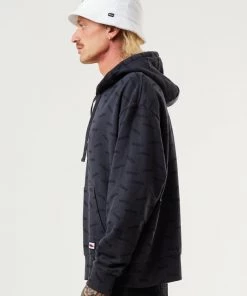 Clothing Afends Mens Naughty - Recycled Hoodie - Charcoal