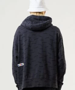 Clothing Afends Mens Naughty - Recycled Hoodie - Charcoal