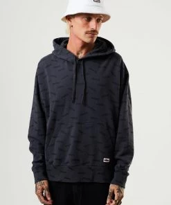 Clothing Afends Mens Naughty - Recycled Hoodie - Charcoal