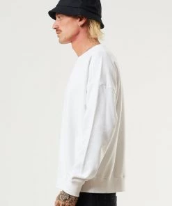 Clothing Afends Mens Wahzoo - Recycled Crew Neck Jumper - White