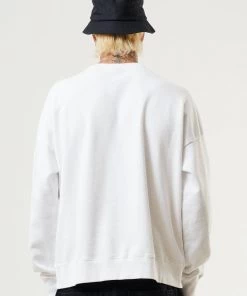Clothing Afends Mens Wahzoo - Recycled Crew Neck Jumper - White