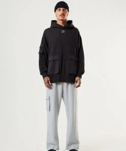 Afends Mens House Arrest - Hemp Hoodie - Faded Black Clothing