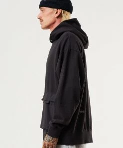 Afends Mens House Arrest - Hemp Hoodie - Faded Black Clothing