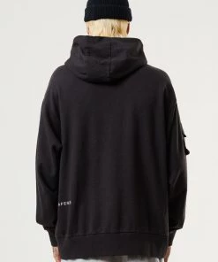 Afends Mens House Arrest - Hemp Hoodie - Faded Black Clothing