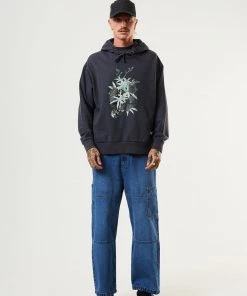 Clothing Afends Mens Build It - Hemp Graphic Hoodie - Charcoal