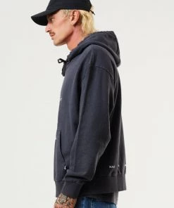 Clothing Afends Mens Build It - Hemp Graphic Hoodie - Charcoal