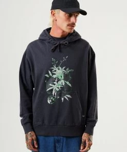 Clothing Afends Mens Build It - Hemp Graphic Hoodie - Charcoal