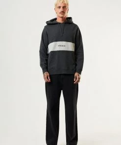 Afends Mens Panel - Organic Hoodie - Black Marle Clothing