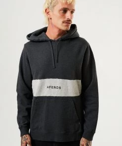 Afends Mens Panel - Organic Hoodie - Black Marle Clothing