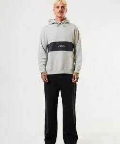 Afends Mens Panel - Organic Hoodie - Grey Marle